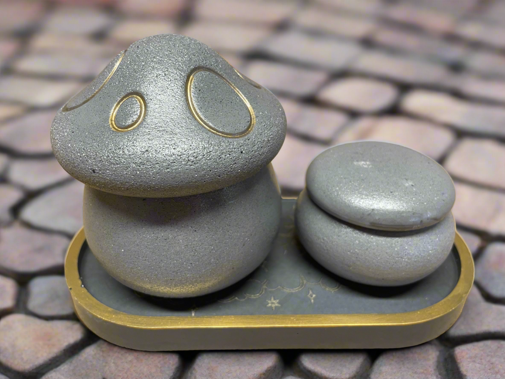 Empty Concrete Mushroom jar & coaster